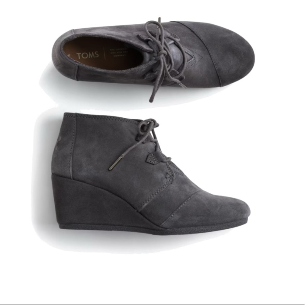 Toms Kala Suede Wedge Bootie Gray 7.5